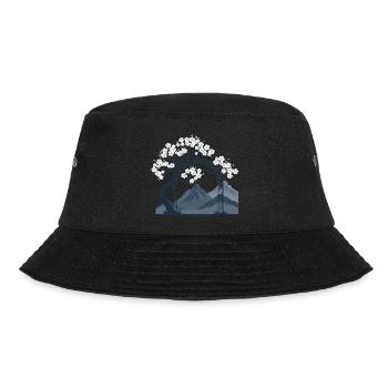 Sakura Bogen über Bergkette - Bucket Hat - Schwarz - Vorne - Lela (165cm)