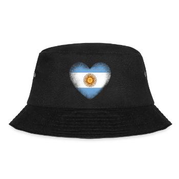 Argentina Flag Heart Proud Argentine Pride Art - Bucket Hat - black - Front - Lela (165cm)