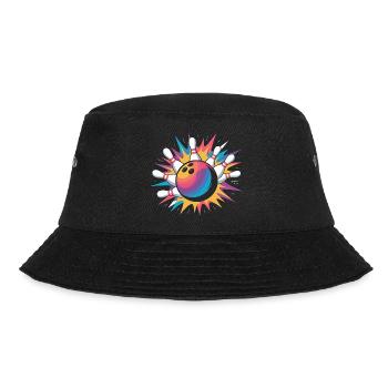 Bowling Ball Strike with Colorful Explosion and Pins - Bucket Hat - black - Front - Lela (165cm)
