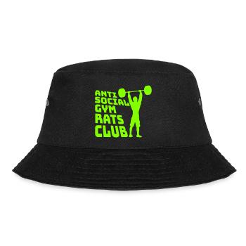 Anti Social Gym Rats Club Lustig Fitness Spruch - Bucket Hat - Schwarz - Vorne - Lela (165cm)