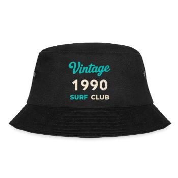 Vintage 1990 Surf Club Retro Geburtsjahr Geschenk - Bucket Hat - Schwarz - Vorne - Lela (165cm)
