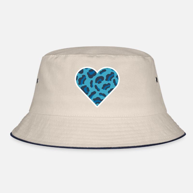 Blue Leopard Print Heart Bucket Hat