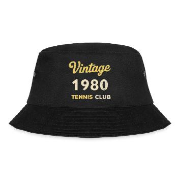 Vintage 1980's Tennis Club Retro Birthday Gift - Bucket Hat - black - Front - Lela (165cm)