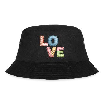 Love Patchwork Design Colorful Fabric Patches - Bucket Hat - black - Front - Lela (165cm)