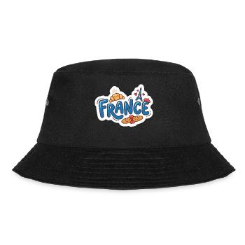 Aufkleber France Kawaii Croissant Paris - Bucket Hat - Schwarz - Vorne - Lela (165cm)