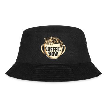 Coffee Now Coffee Giant Mug Cat Funny - Bucket Hat - black - Front - Lela (165cm)