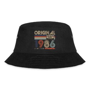 40 Geburtstag 40 Jahre 1986 Jahrgang geboren - Bucket Hat - Schwarz - Vorne - Lela (165cm)