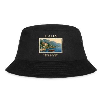 Italien Lago di Como Vintage Reisemarke - Bucket Hat - Schwarz - Vorne - Lela (165cm)