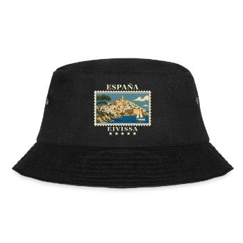 Spanien Eivissa Vintage Reisemarke - Bucket Hat - Schwarz - Vorne - Lela (165cm)
