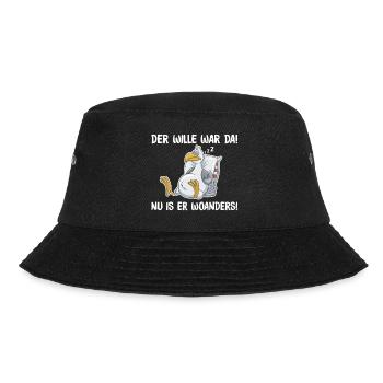 Schlafende Taube – Wille war da, lustige Sprüche - Bucket Hat - Schwarz - Vorne - Lela (165cm)