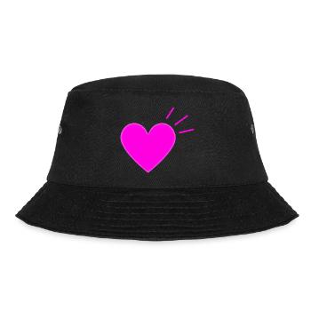 Bright Pink Heart | Modern Love Graphic - Bucket Hat - Schwarz - Vorne - Lela (165cm)