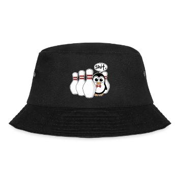 Pinguin im Kegel – Shit Moment Shirt - Bucket Hat - Schwarz - Vorne - Lela (165cm)