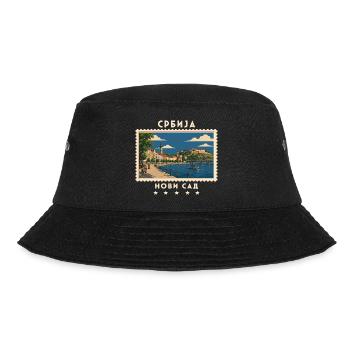 Serbien Novi Sad Vintage Reisemarke - Bucket Hat - Schwarz - Vorne - Lela (165cm)