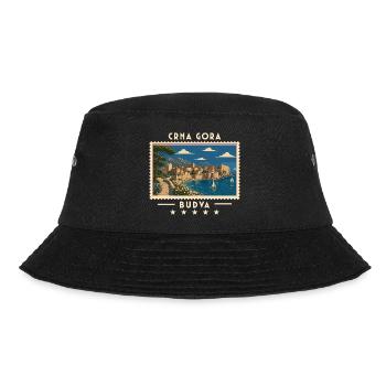 Montenegro Budva Vintage Reisemarke - Bucket Hat - Schwarz - Vorne - Lela (165cm)