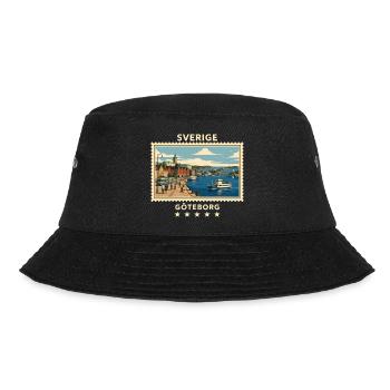 Schweden Göteborg Vintage Reisemarke - Bucket Hat - Schwarz - Vorne - Lela (165cm)