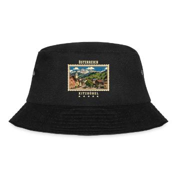Österreich Kitzbühel Vintage Reisemarke - Bucket Hat - Schwarz - Vorne - Lela (165cm)