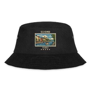 Finnland Turku Vintage Reisemarke - Bucket Hat - Schwarz - Vorne - Lela (165cm)