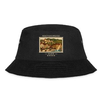 Ungarn Eger Vintage Reisemarke - Bucket Hat - Schwarz - Vorne - Lela (165cm)