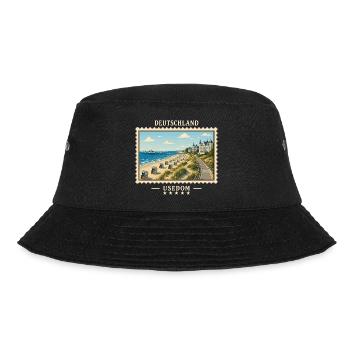 Deutschland Usedom Vintage Reisemarke - Bucket Hat - Schwarz - Vorne - Lela (165cm)
