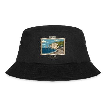 Frankreich Étretat Vintage Reisemarke - Bucket Hat - Schwarz - Vorne
