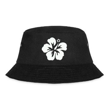 Hibiskus Tropenprint - Bucket Hat - Schwarz - Vorne