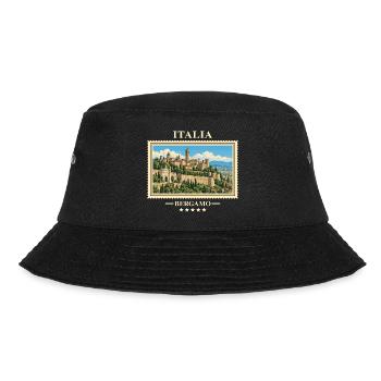 Italien Bergamo Vintage Reisemarke - Bucket Hat - Schwarz - Vorne