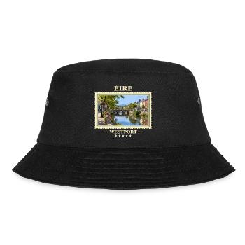 Irland Westport Vintage Reisemarke - Bucket Hat - Schwarz - Vorne