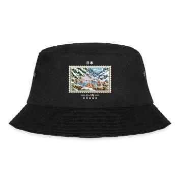 Japan Yamanouchi Vintage Reisemarke - Bucket Hat - Schwarz - Vorne