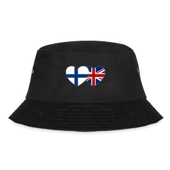 Finnland Großbritannien Flagge Herz - Bucket Hat - Schwarz - Vorne - Lela (165cm)
