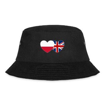 Polen Großbritannien Flagge Herz - Bucket Hat - Schwarz - Vorne - Lela (165cm)