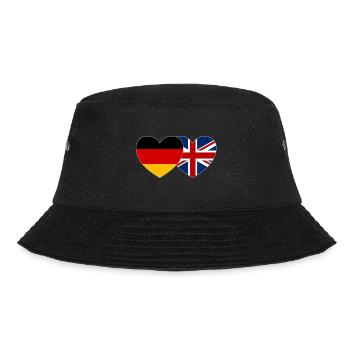 Deutschland Großbritannien Flagge Herz - Bucket Hat - Schwarz - Vorne - Lela (165cm)