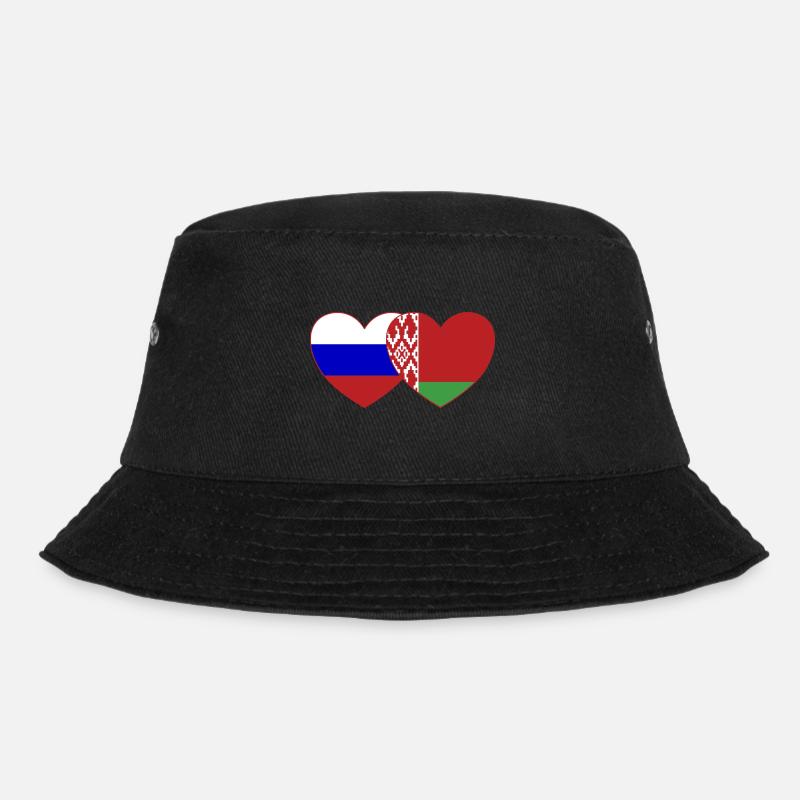 Russland Belarus Flagge Herz - Bucket Hat - Schwarz