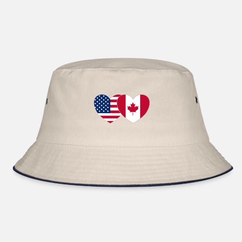 USA Canada Flag Heart Bucket Hat