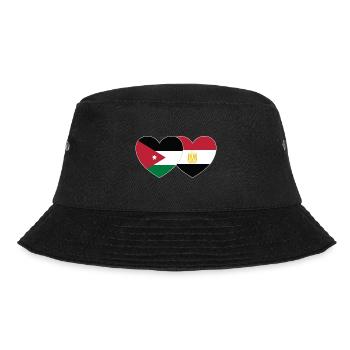 Jordanien Ägypten Flagge Herz - Bucket Hat - Schwarz - Vorne - Lela (165cm)