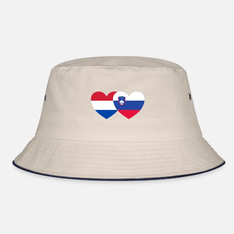 Holland Slowenien Flagge Herz Bucket Hat