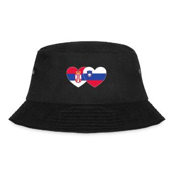 Serbia Slovenia Flag Heart - Bucket Hat - black - Front - Lela (165cm)