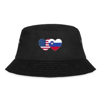 USA Slowenien Flagge Herz - Bucket Hat - Schwarz - Vorne - Lela (165cm)