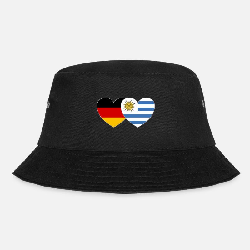 Deutschland Uruguay Flagge Herz - Bucket Hat - Schwarz