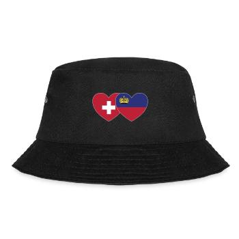 Schweiz Liechtenstein Flagge Herz - Bucket Hat - Schwarz - Vorne - Lela (165cm)