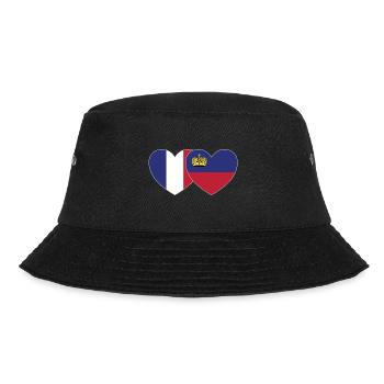 Frankreich Liechtenstein Flagge Herz - Bucket Hat - Schwarz - Vorne - Lela (165cm)