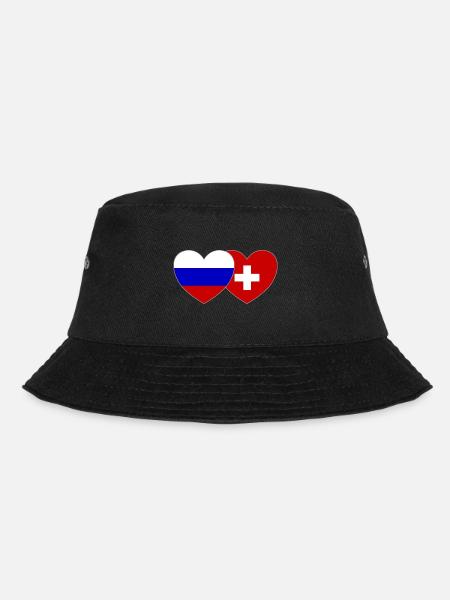 Russland Schweiz Flagge Herz - Bucket Hat - Schwarz