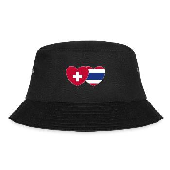 Schweiz Thailand Flagge Herz - Bucket Hat - Schwarz - Vorne - Lela (165cm)