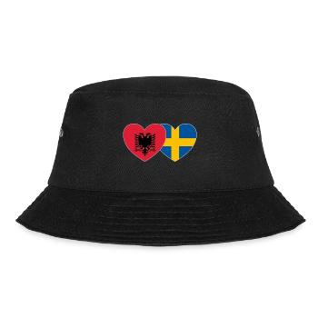 Albania Sweden Flag Heart - Bucket Hat - black - Front - Lela (165cm)