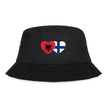 Albania Finland Flag Heart - Bucket Hat - black - Front - Lela (165cm)