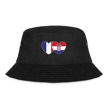 France Croatia Flag Heart - Bucket Hat - black - Front - Lela (165cm)
