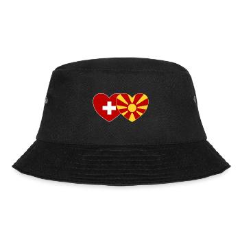 Schweiz Mazedonien Flagge Herz - Bucket Hat - Schwarz - Vorne - Lela (165cm)