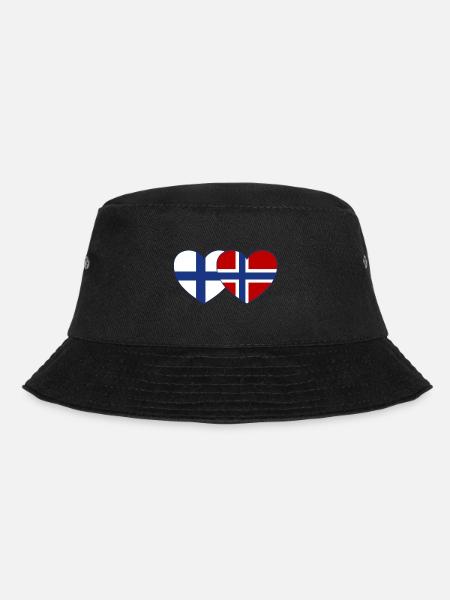 Finnland Norwegen Flagge Herz - Bucket Hat - Schwarz