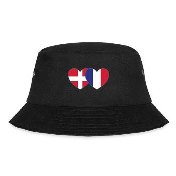 Dänemark Frankreich Flagge Herz - Bucket Hat - Schwarz - Vorne - Lela (165cm)