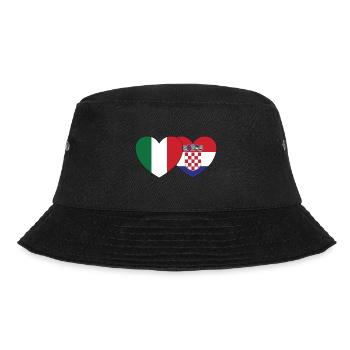 Italy Croatia Flag Heart - Bucket Hat - black - Front - Lela (165cm)