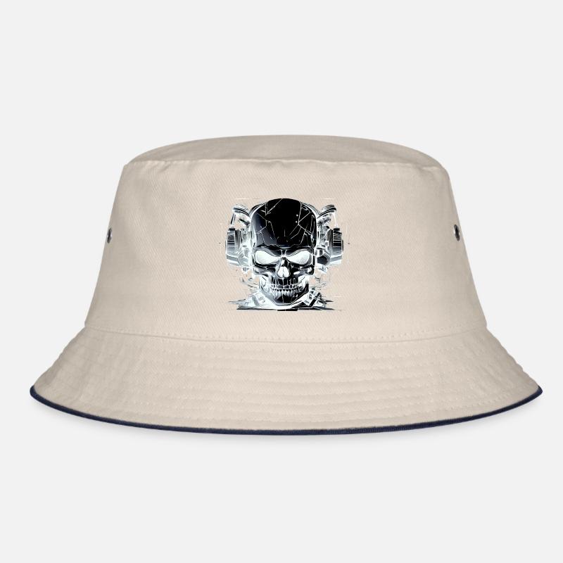 Skull with Headset - Black White Bucket Hat